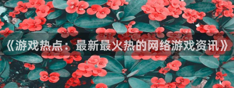 星欧娱乐登录网址：《游戏热点：最新最火热的网络游戏资讯》